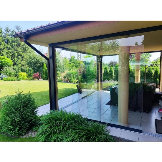 Przesuwna szklana ściana - 390 cm system 4 torowy - 4 panele